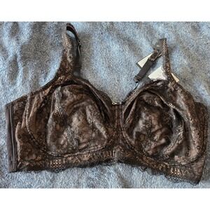 NWT Curvy Couture Bralette 46DDD Black Nude Lace Wireless Plus Size Bra Top